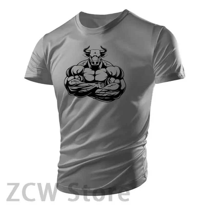 New Muscle Men's 3d Print Men's Street T-shirt Tough Guy Gym Short Sleeve Running Breathable Lightweight Sports Summer Tight Top