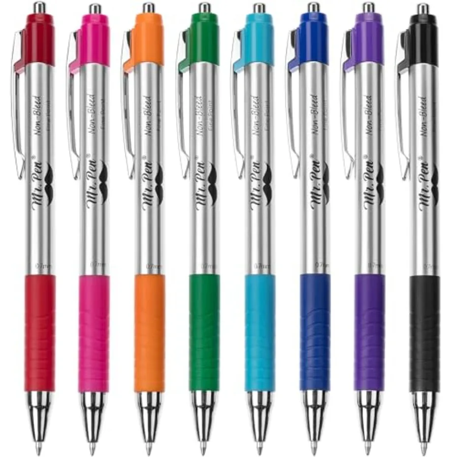 

Retractable Bible Pens, 8 Pack, Assorted Colors Ink, No Bleed Through, Fast Dry and Smooth Writing Pens for Bible Journaling, C