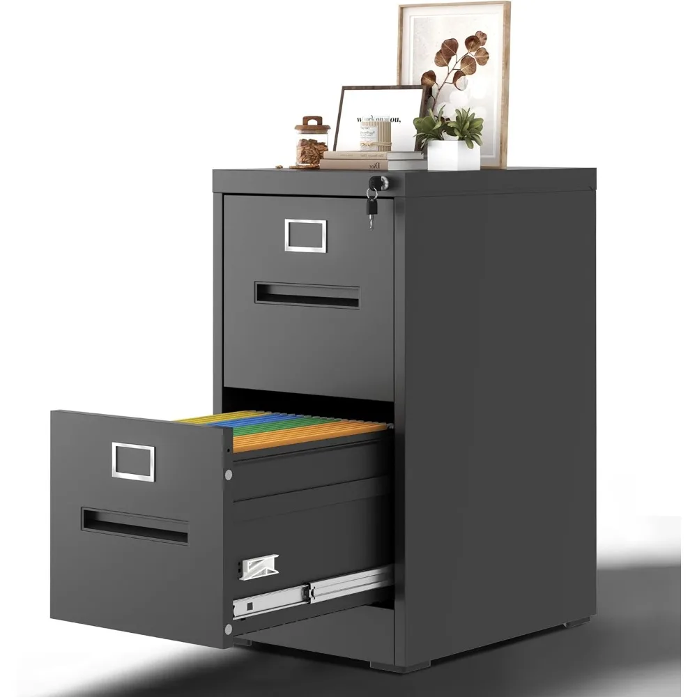 

2 Drawer Vertical File Cabinet Home Office Metal Filing Cabinet, D17.7 Locking File Cabinets with Keys, Anti-Tilt Design, Steel