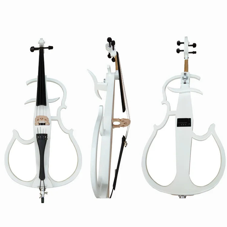 free ship Electronic cello 4/4 black white professional Electric cello Beginners Musical Instruments with bag bow