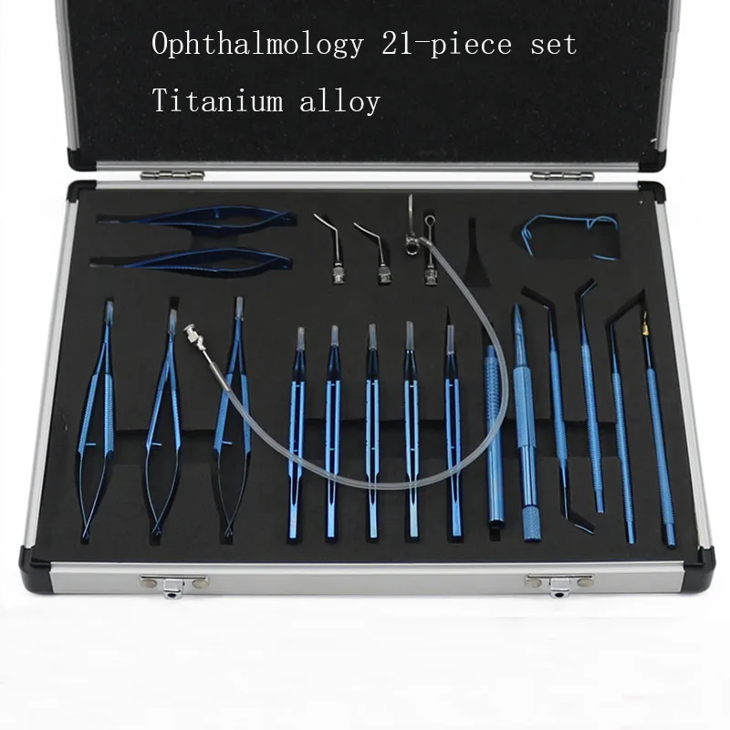 Surgical instrument set stainless steel needle holder forceps corneal scissors ophthalmic instrument set 21 pieces