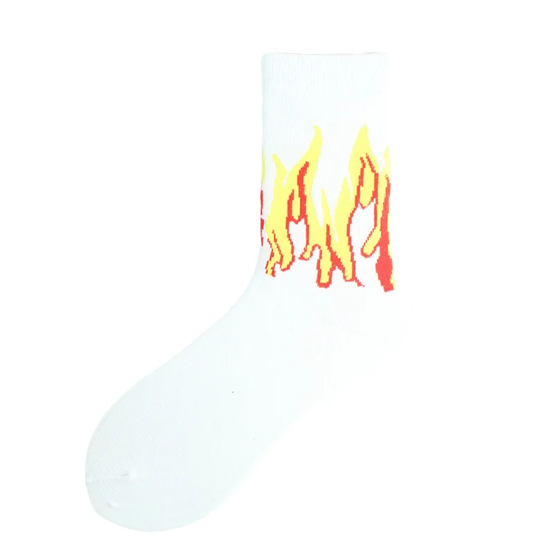 Unisex Flamme Schwarz Weiß Gelb Feuer Sokken Neuheit Hip Hop Harajuku Socken Skateboard Calceines Mujer Straße Skarpetki Socken – Detail 13