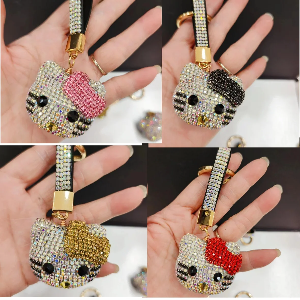 

hello kitty full diamond keychain cartoon doll car pendant bag accessories anime peripheral kawaii keychain gift birthday gift