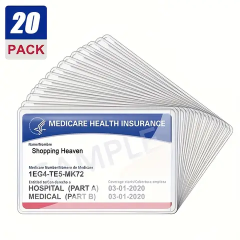 20-Piece Waterproof PVC Card Sleeves – Clear Soft Protectors for SSN, Medicare & ID Cards