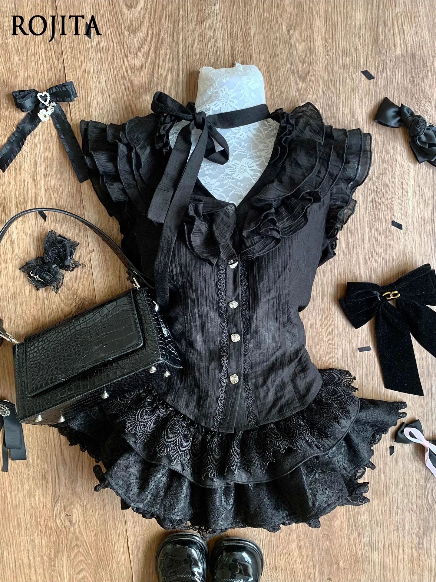 

Сексуальный сладкий пряный девушка, черный прозрачный кружевной лоскутный топ и пышная юбка-тортик, дизайн, комплекты из двух предметов, женские костюмы с юбкой