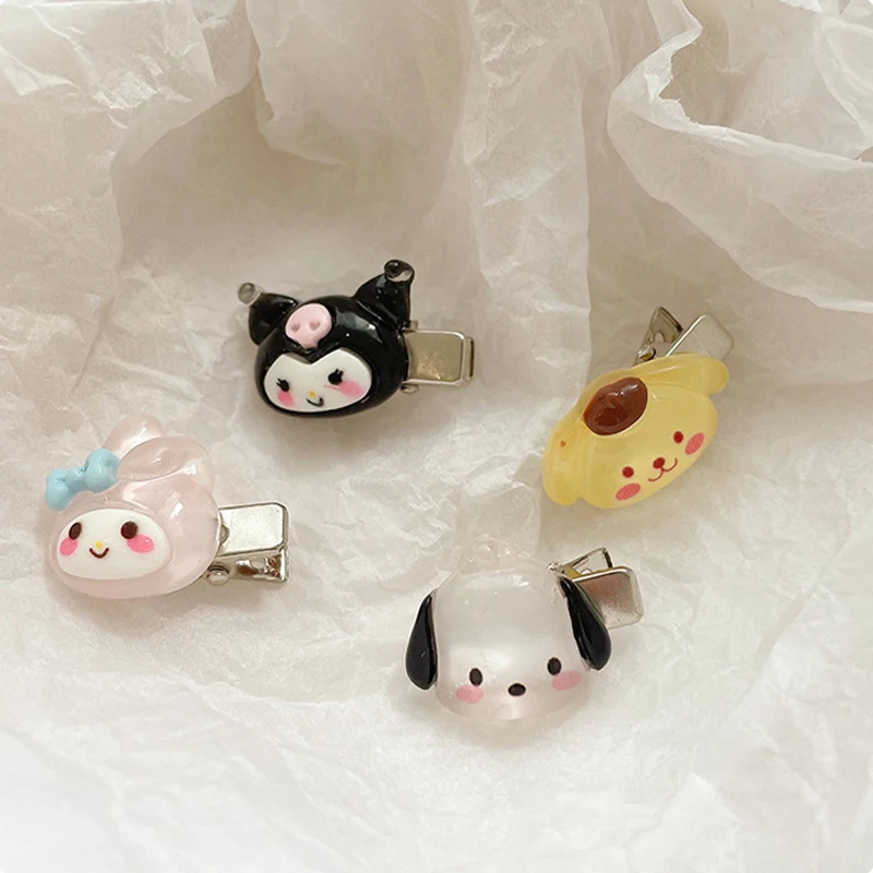 Sanrio Hairpin Kawaii Mymelody Kuromi Cinnamoroll Autumn New Girls' Cartoon Doll Hairpin Children's Hair Accessories