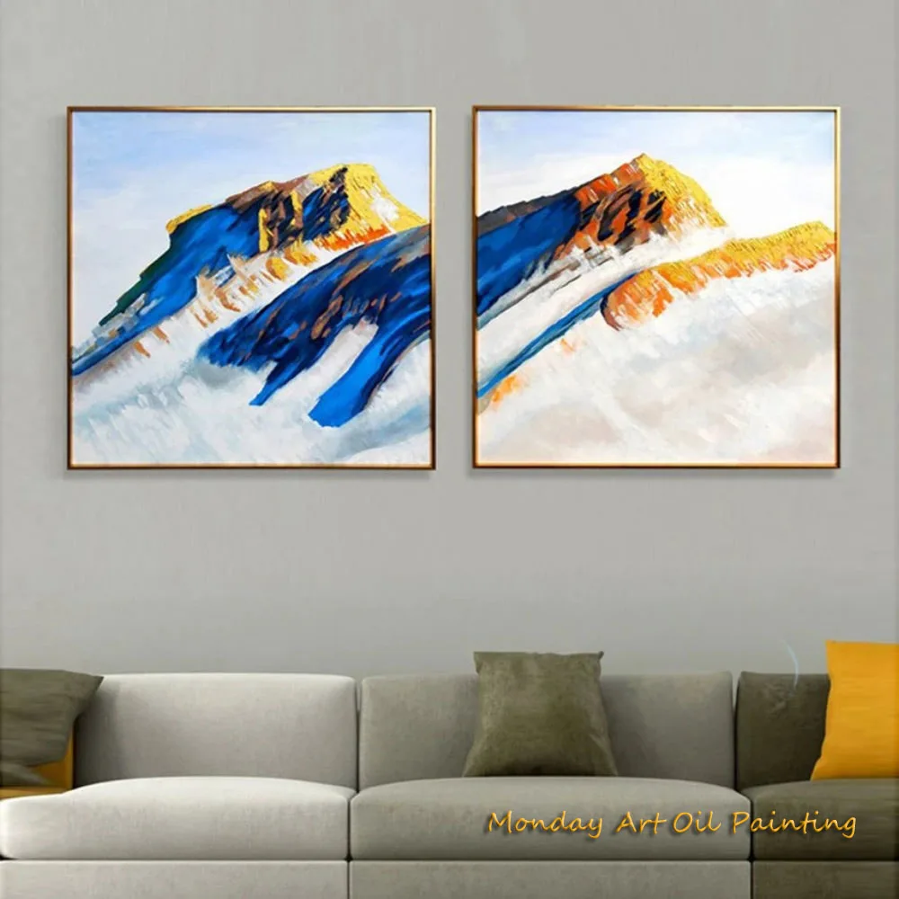 

Hand Painted Colorful Oil Painting Shining Snowy Mountains Wall Art For Home Decor Fedex Shipping Cost