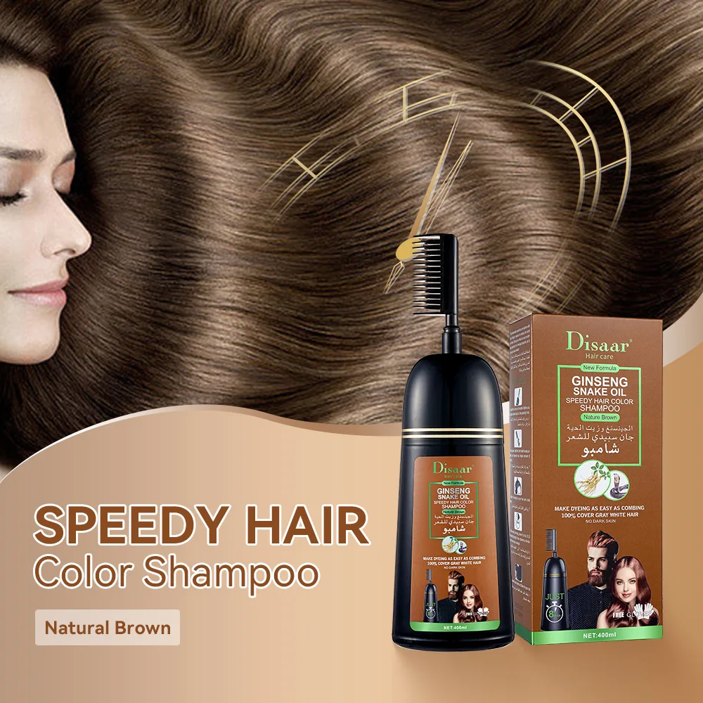 Disaar 400ml Plant Conditioning Shampoo Hair Turns Brown Hair Nutrition Moisturizing Turn Brown Shampoo With Comb Hair Dye