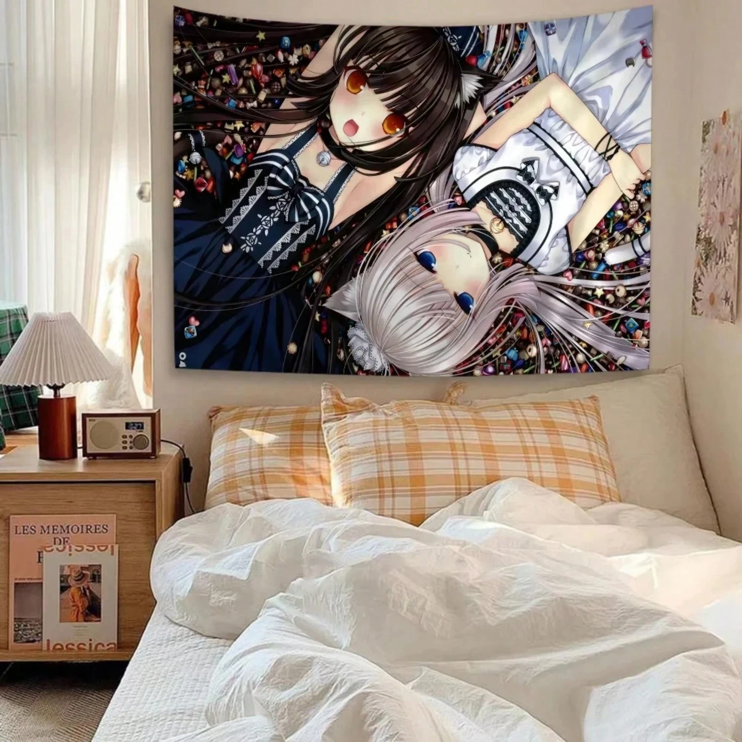 1pc Nekopara Anime Tapestry, Cat Girl Print Wall Hanging, Polyester 2D Art, Cute Bedroom Living Room Decor, Gift for Anime Fans