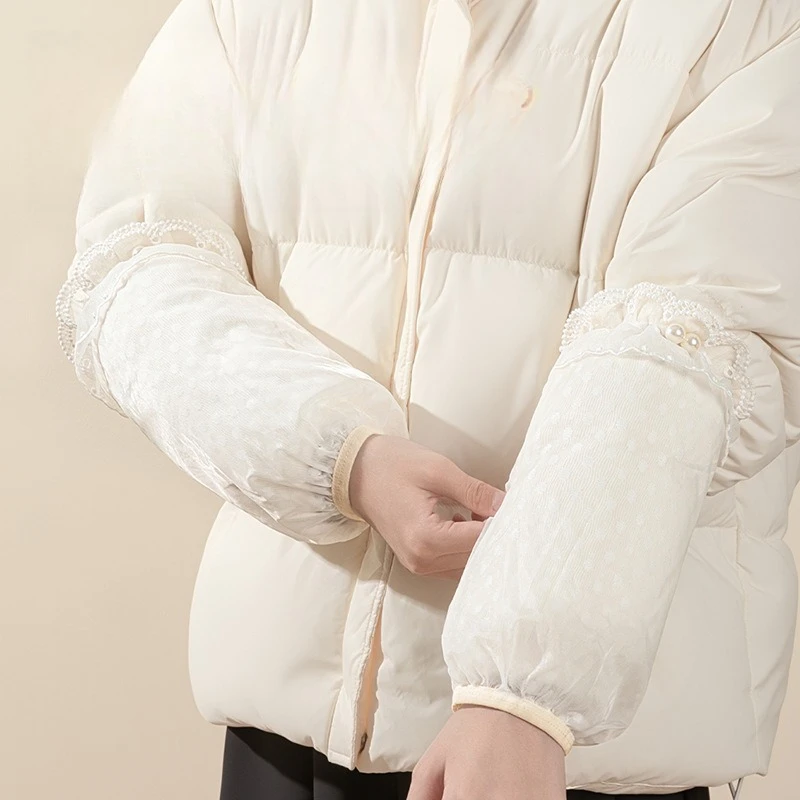 Piumino autunnale e invernale con maniche da donna, nuove maniche lunghe e carine per studenti adulti, maniche resistenti allo sporco, maniche da lavoro e da ufficio