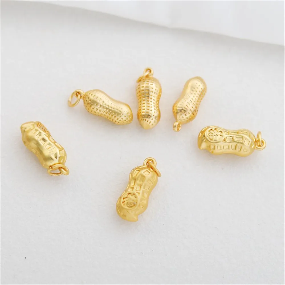 18K Gold Color Peanut Pendant Three-Dimensional Solid Good Things Happen Pendant DIY Bracelet Necklace Earrings Tag Accessories