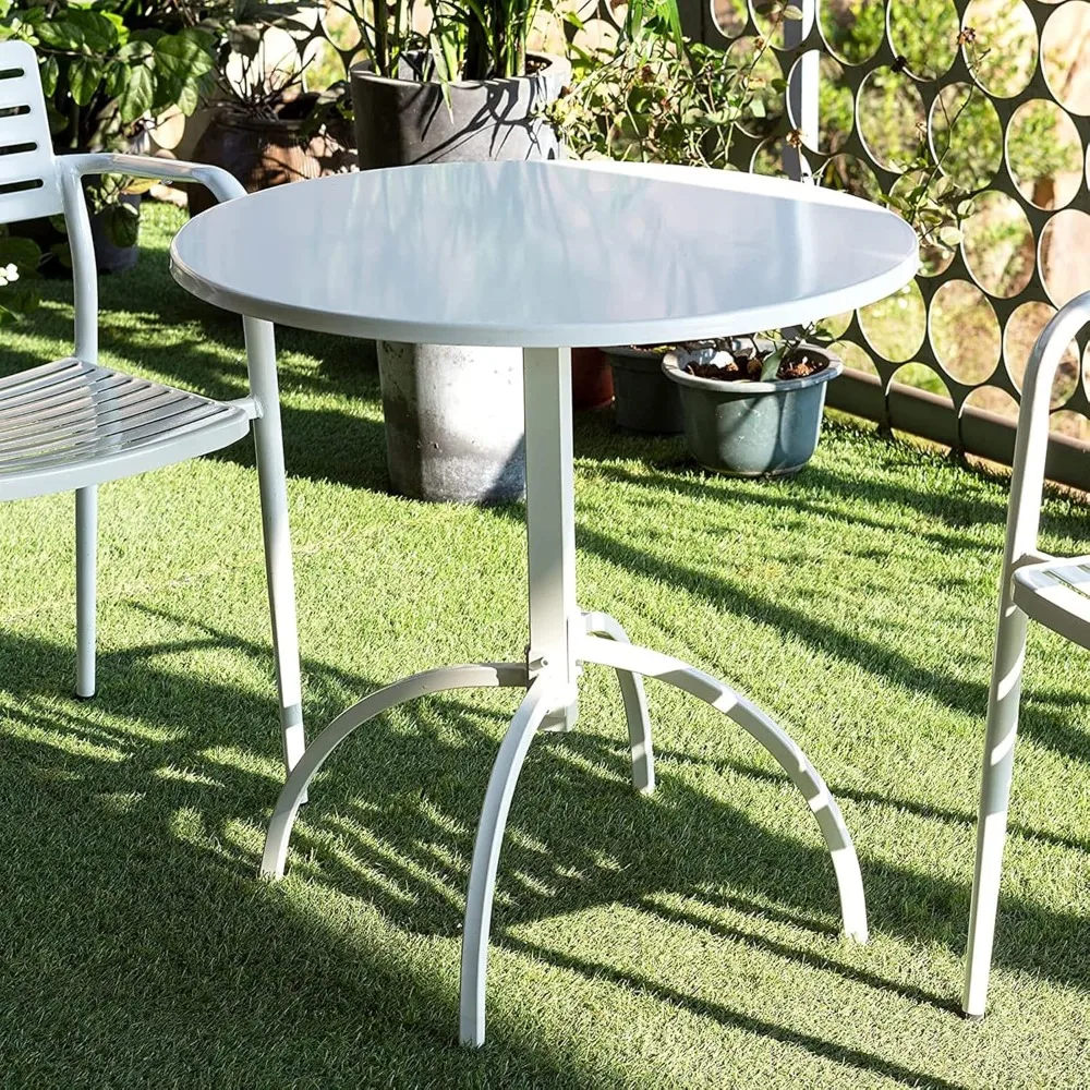 Premium Steel Patio Dining Table Round Backyard Bistro Table Indoor-Outdoor Furniture Garden Table, Modern Cafe Bar Table
