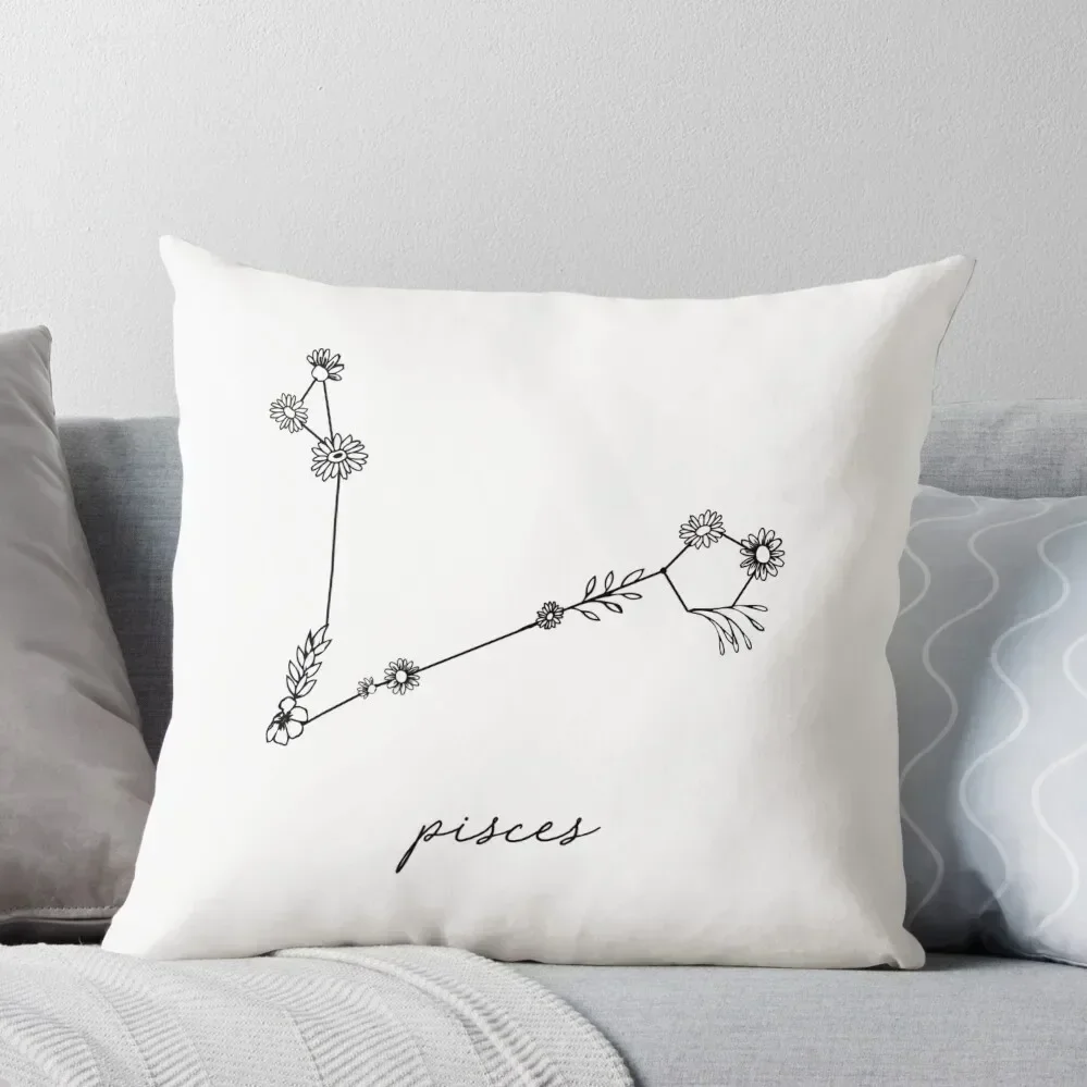 

Pisces Zodiac Wildflower Constellation Throw Pillow Pillow Decor Luxury Pillow Case