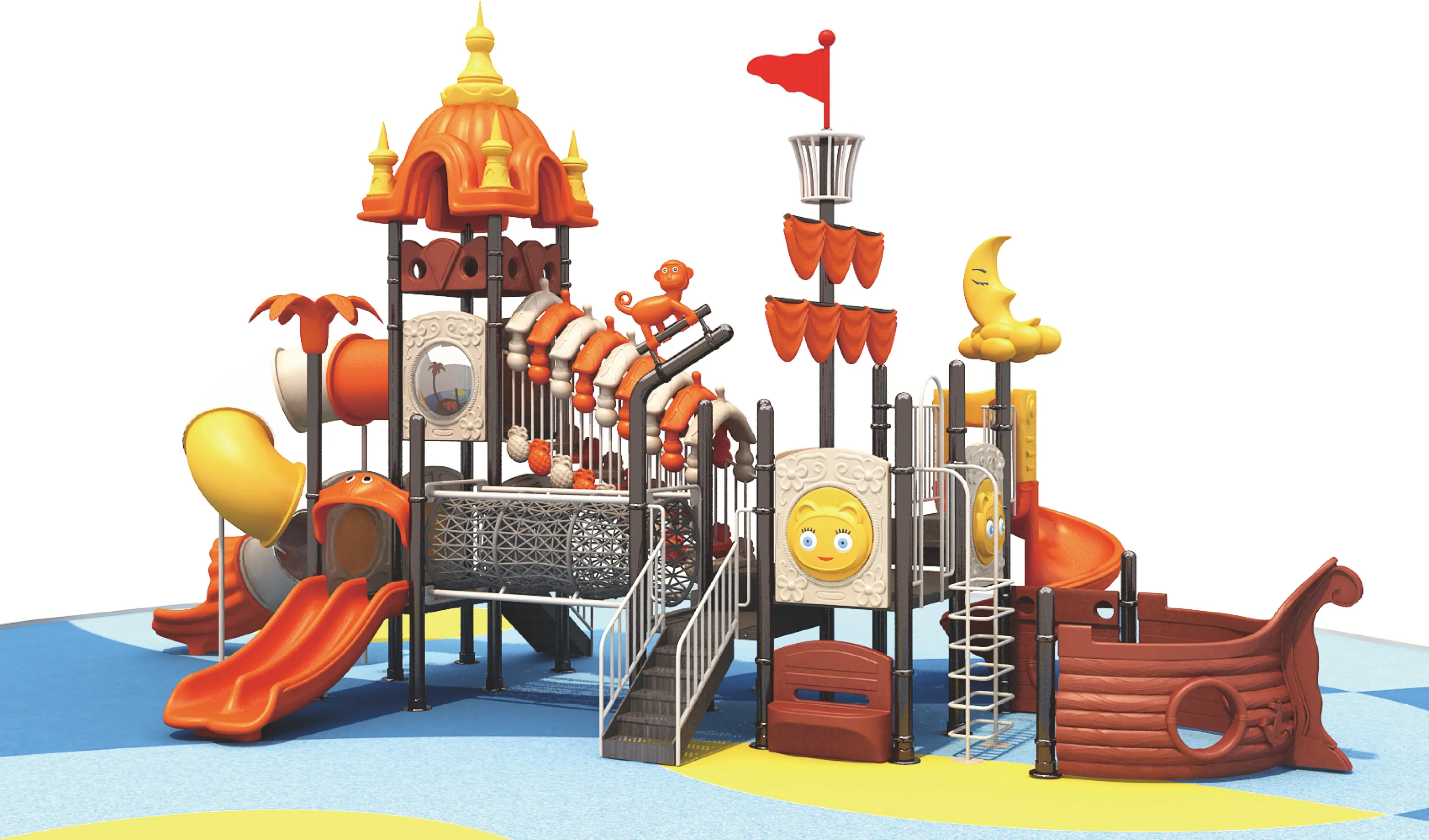 Pirate Ship Nursery Playground Equipment Kids Outdoor Playground Pirate Theme Park and Amusement Equipment Slide