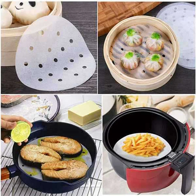 200 Pcs Air Fryer Disposable Paper Liner,Non-Stick Air Fryer Lined,Waterproof,Perforated Parchment Paper For Baking,BBQ