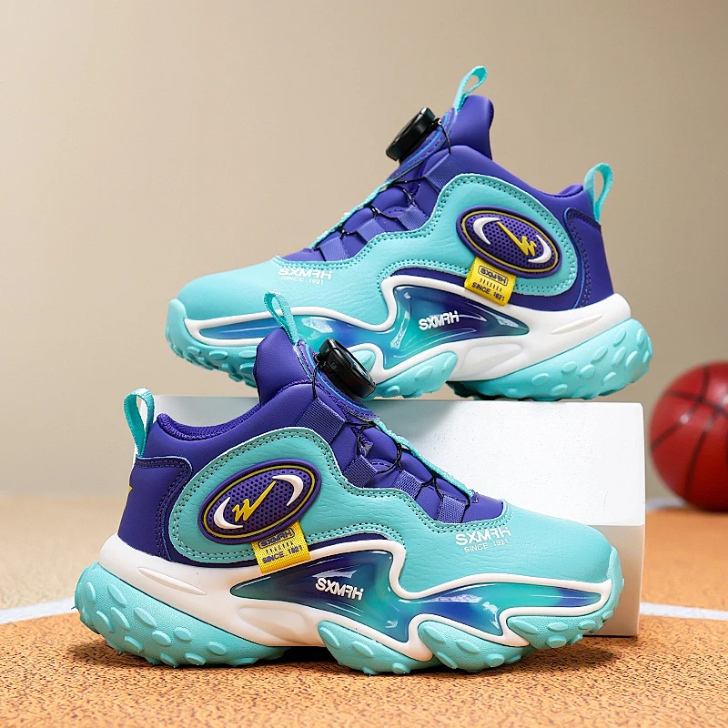 

Осенние баскетбольные кроссовки для мальчиков, новый модный дизайн с цветными блоками, детская спортивная обувь, амортизирующие износостойкие детские кроссовки