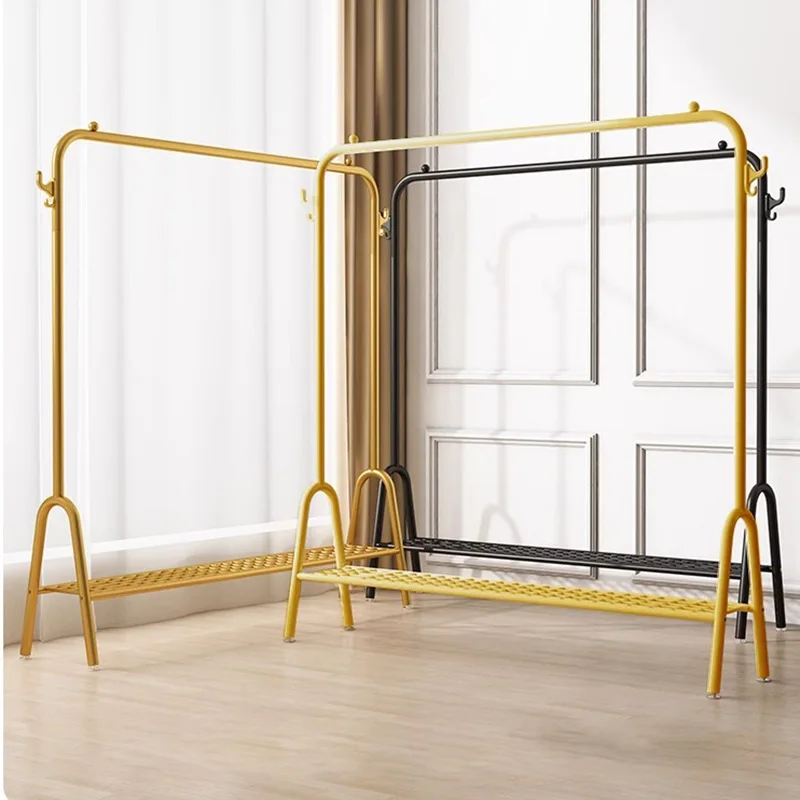 Gold Metal Clothes Rack Minimalist Floor Bedroom Shoe Shelves Clothes Rack Storage Clothing Stendibiancheria Nordic Furniture