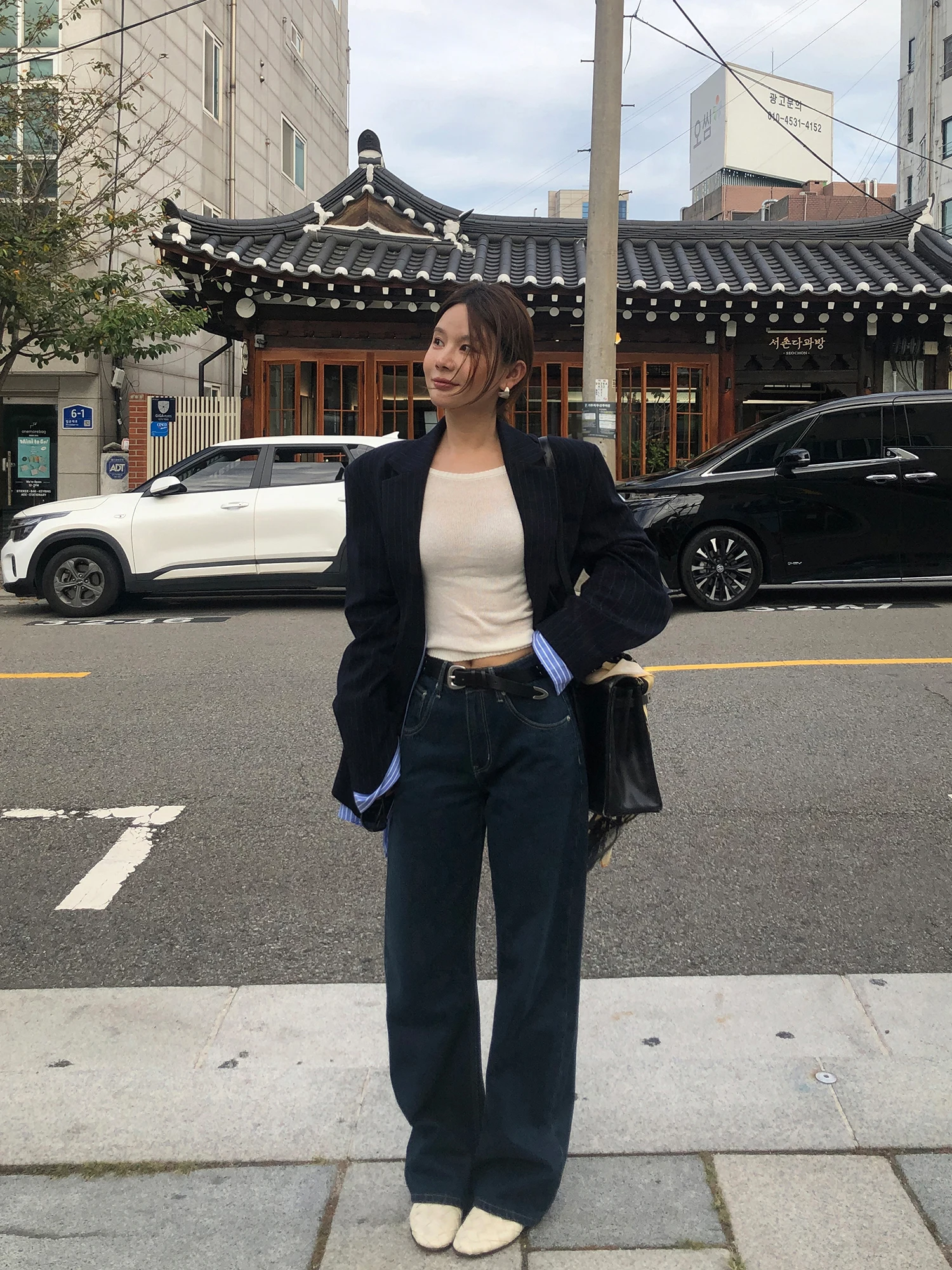 

WXLSTUDIO Свободный полосатый пиджак с эффектом двухслойности, в корейском стиле, с длинными рукавами, женская повседневная верхняя одежда для работы и отдыха