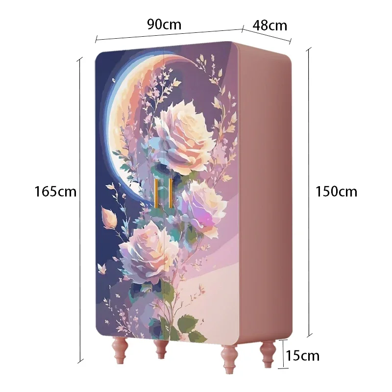 

Шкаф из массива дерева во французском романтическом стиле, розовый, для спальни, с декоративными элементами в виде роз, для хранения вещей.