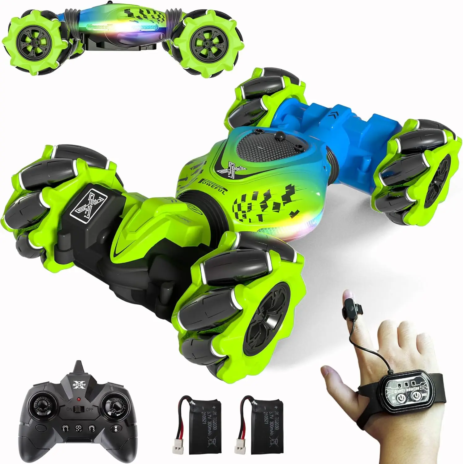 

Gesture RC Car Green, 1:24 4WD Transform Off-Road Stunt Car with Gesture & Remote Control, 360° Flips