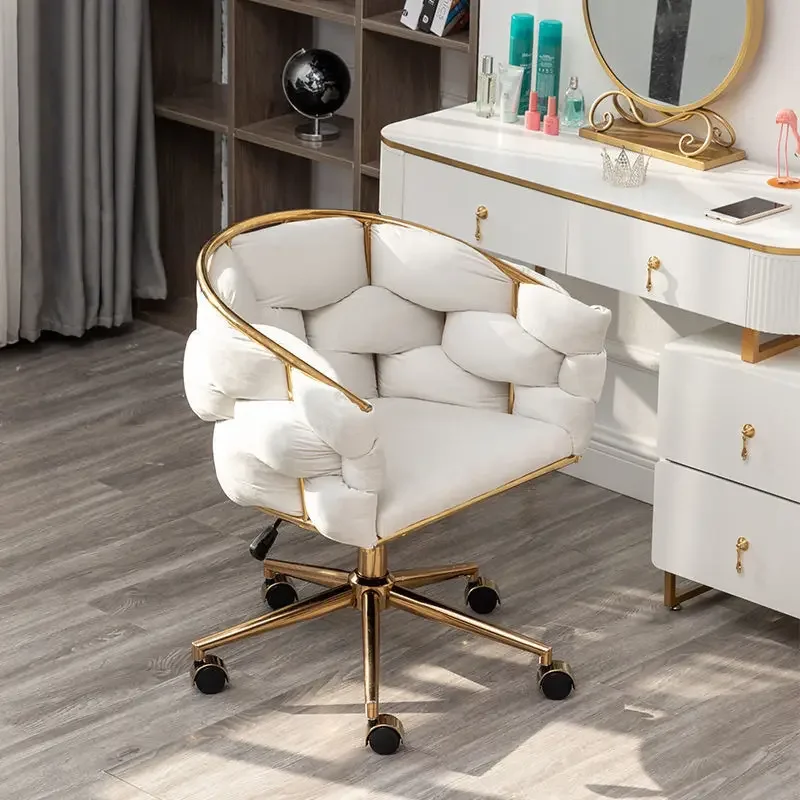 Silla de ordenador, nórdica, de lujo ligero, de alta gama, elevable, para manicura de celebridades de Internet, polea, dormitorio, niña, taburete de maquillaje