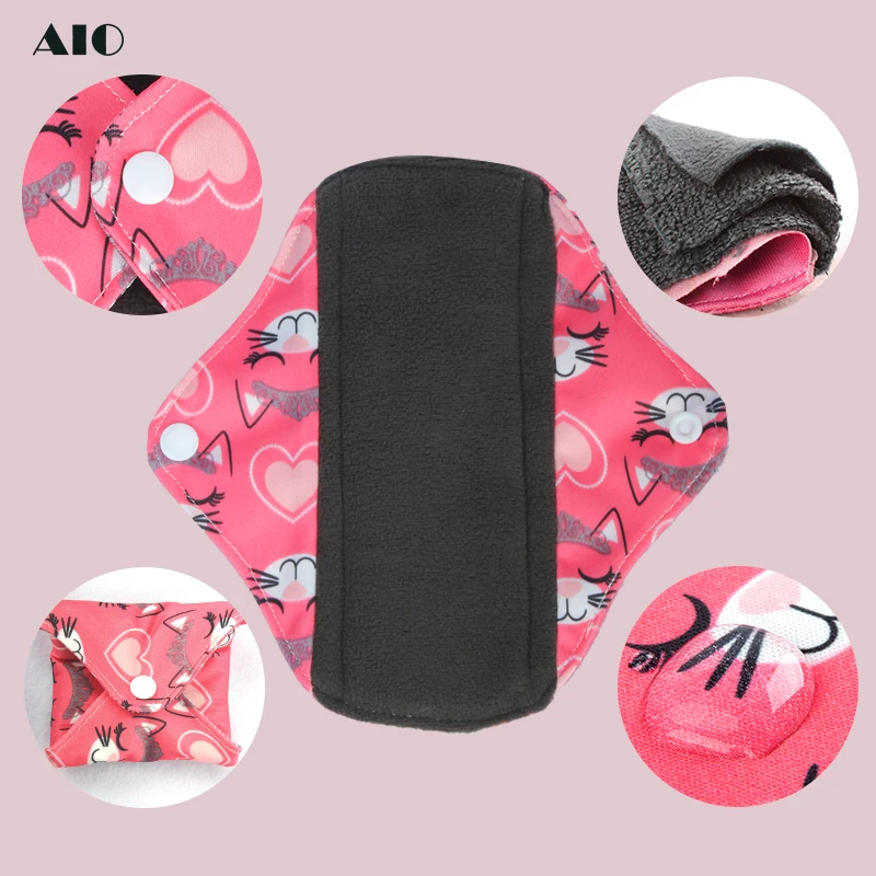 Washable Reusable Sanitary Pads Waterproof Polar Fleece Menstrual Sets-Panty Liner Regular Flow Heavy Flow for Health Feminine