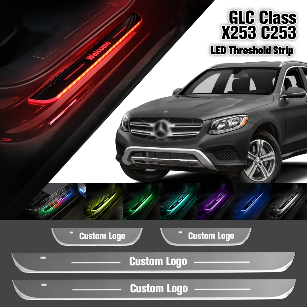 For Mercedes Benz GLC Class X253 C253 2015-2023 Car Door Sill Light Customized Logo LED Welcome Threshold Pedal Lamp Accessories