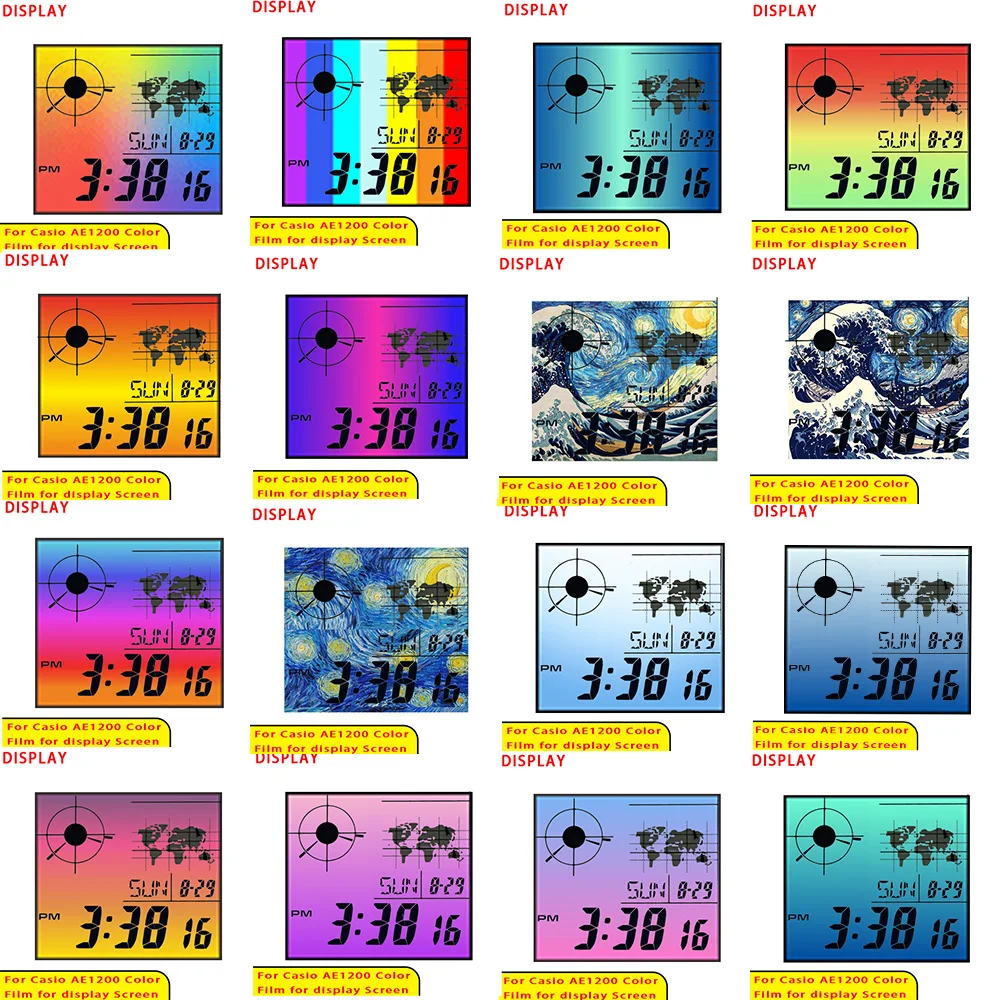 Conjuntos de filtros de tela coloridos para Casio AE1200 Display Gradient Filter Royale Mod Acessórios de modelagem de alta qualidade