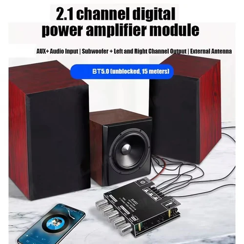 Imagen 2 del producto ZK-MT21/ZK-TB21 100W + 2*50W 2,1 canales Subwoofer amplificador de potencia Digital XY C15H C100L C50L AUX Audio estéreo amplificador HiFi para el hogar
