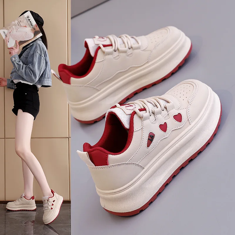 

Ladies Vulcanized Shoes Fashionable and Comfortable New Thick Soled Fashionable Student Casual Slim Strap Board Shoes