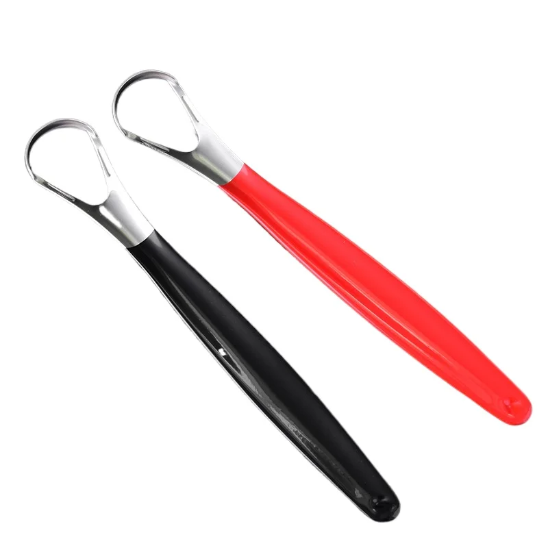 50Pcs Stainless Steel Tongue Scraper U-shaped Metal Fresh Breath Cleaning Coated Tongue Toothbrush Oral Hygiene Care Tools