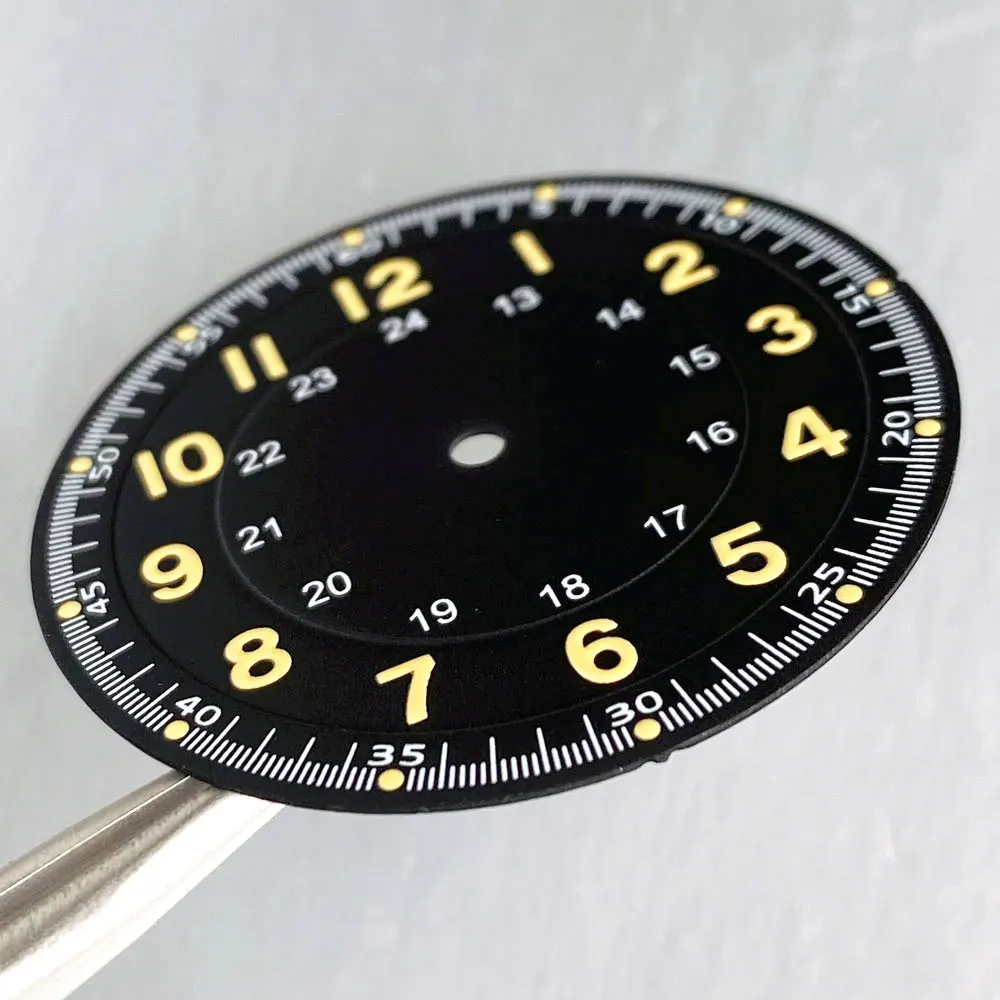 33.5 مللي متر الطيار أسود أزرق أخضر أمة الله ساعة مزدوجة خمر الوجه ل NH35 NH36 ETA2824 Miyota8215 DG2813 التلقائي العربية الأرقام