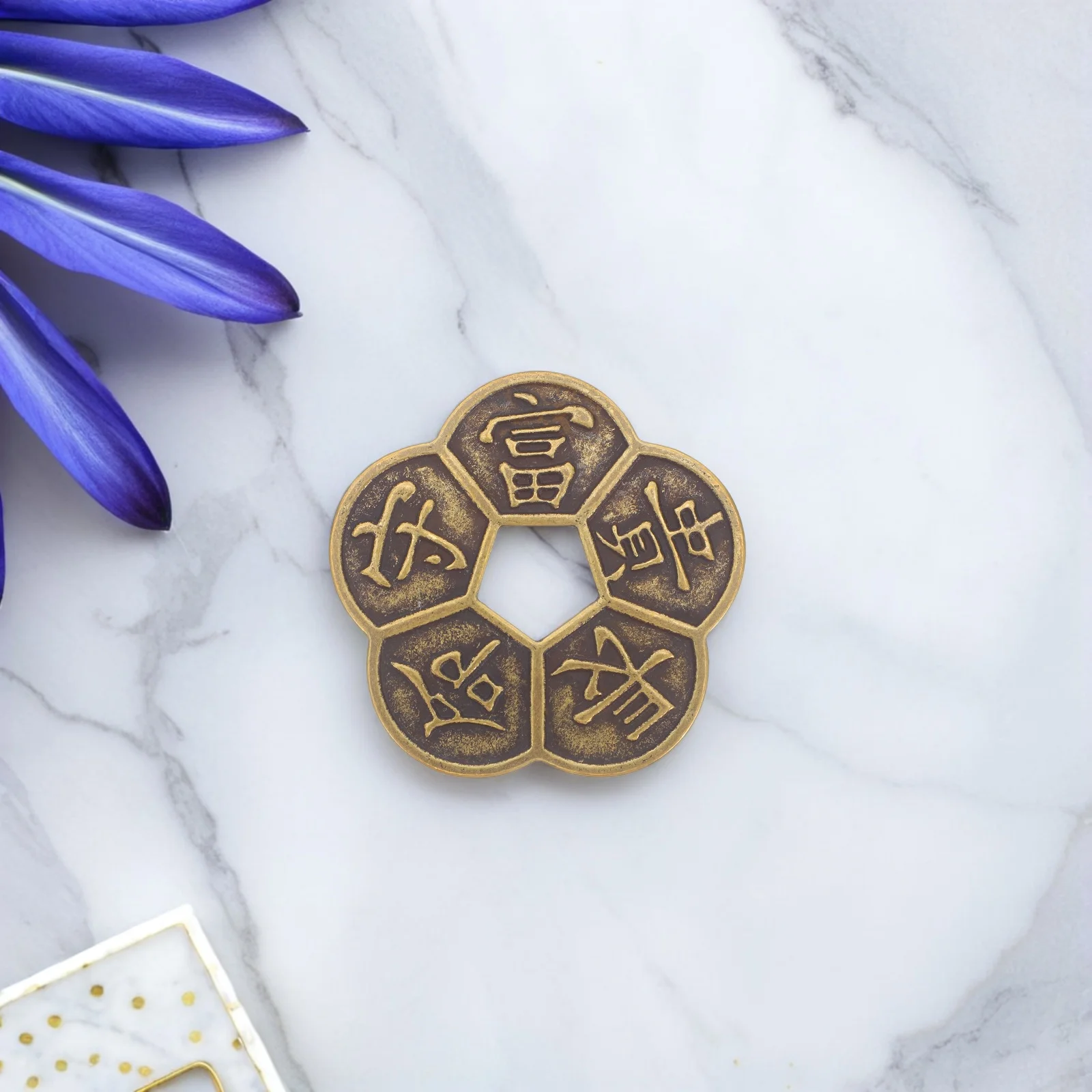 

Brass Hole Chinese Divination Feng Shui Fortune Decor Decorative Brass Lucky Charm Collection