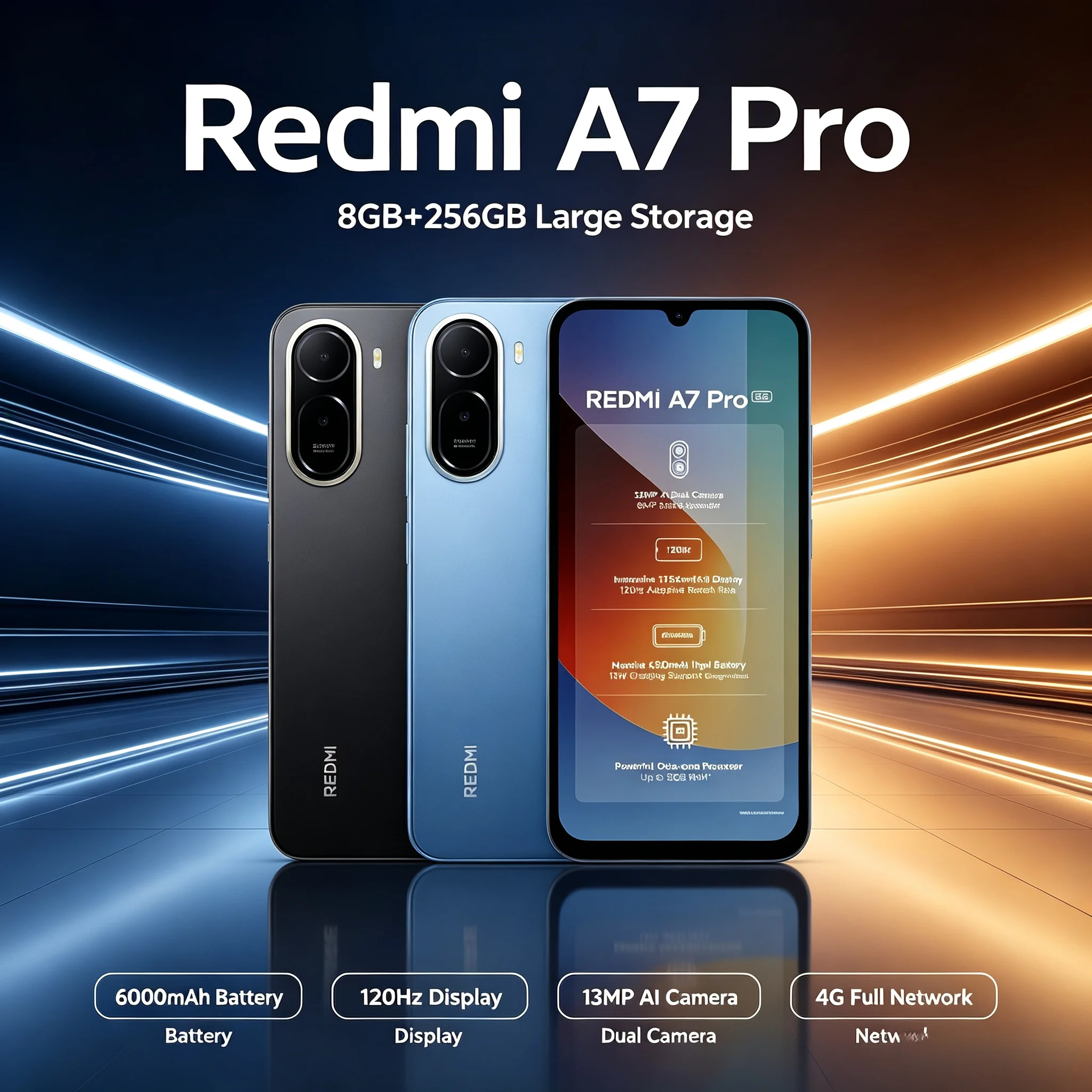 2026 New Release Redmi A7Pro Official Authentic Smartphone 8GB+256GB 6.9'' FHD+ Big Screen Helio G85 Gaming Processor Dual 5G