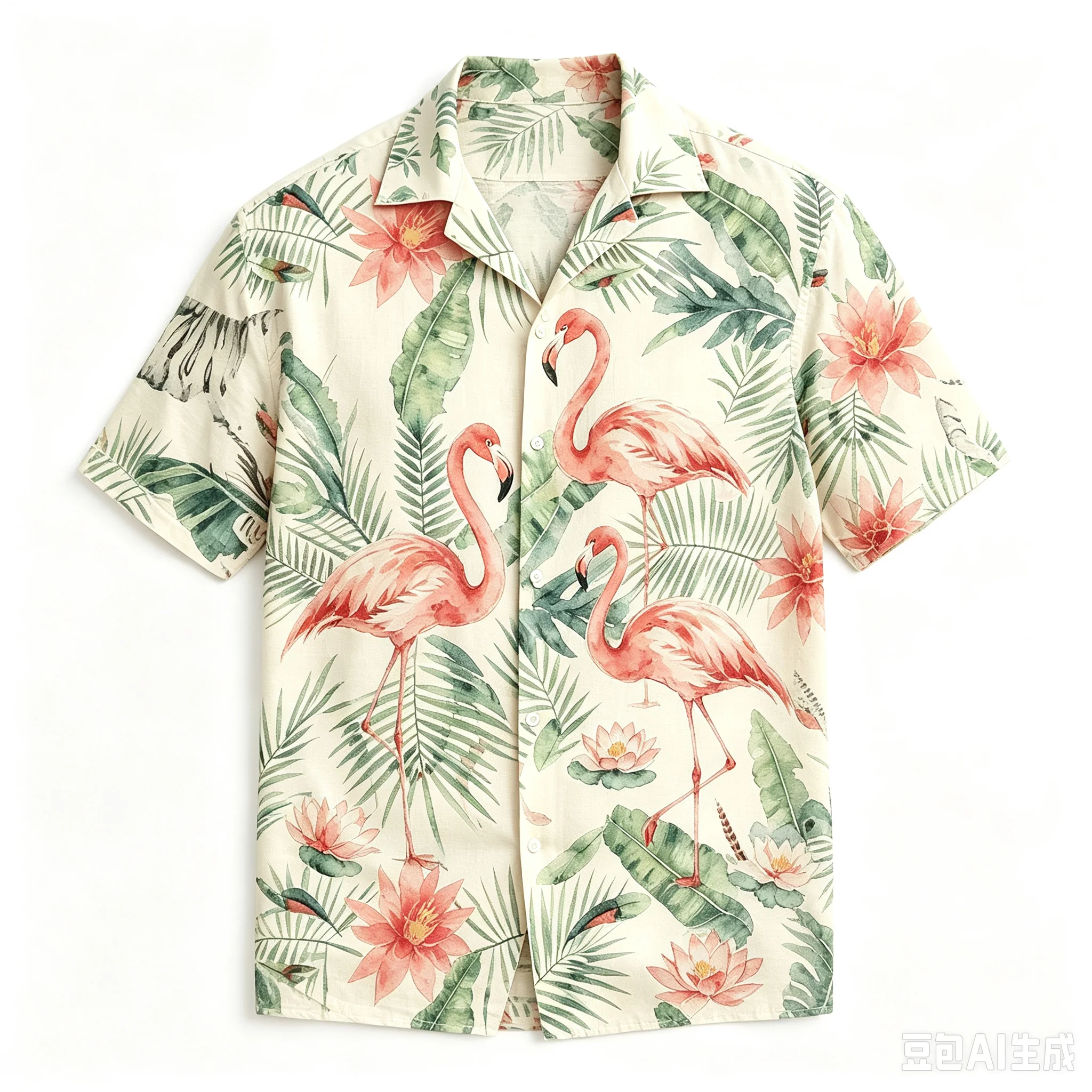 Men's Tropical Parrot Print Short Sleeve Shirt, Casual Hawaiian Style Button-Up, Floral Leaf Accent Spring Summer Daily Wear