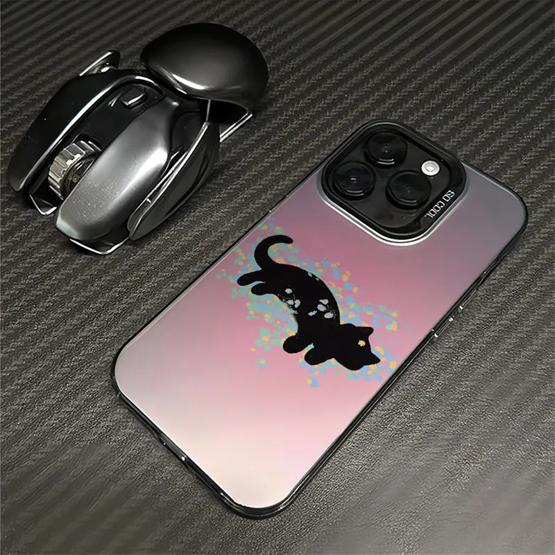 

Flower Cute Cat Pattern Phone Case For iPhone 16 15 14 13 12 11 Pro Max 7 8 16 15 Plus XR XS X SE 16E Laser Matte Hard PC Cover