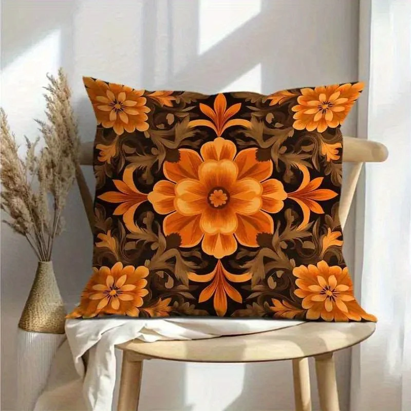 2D Plano - Juego  4 piezas, Impresión 2D Plana, Fundas  Almohada Florales Vintage - Artículos Esenciales Cómodos para el Hog