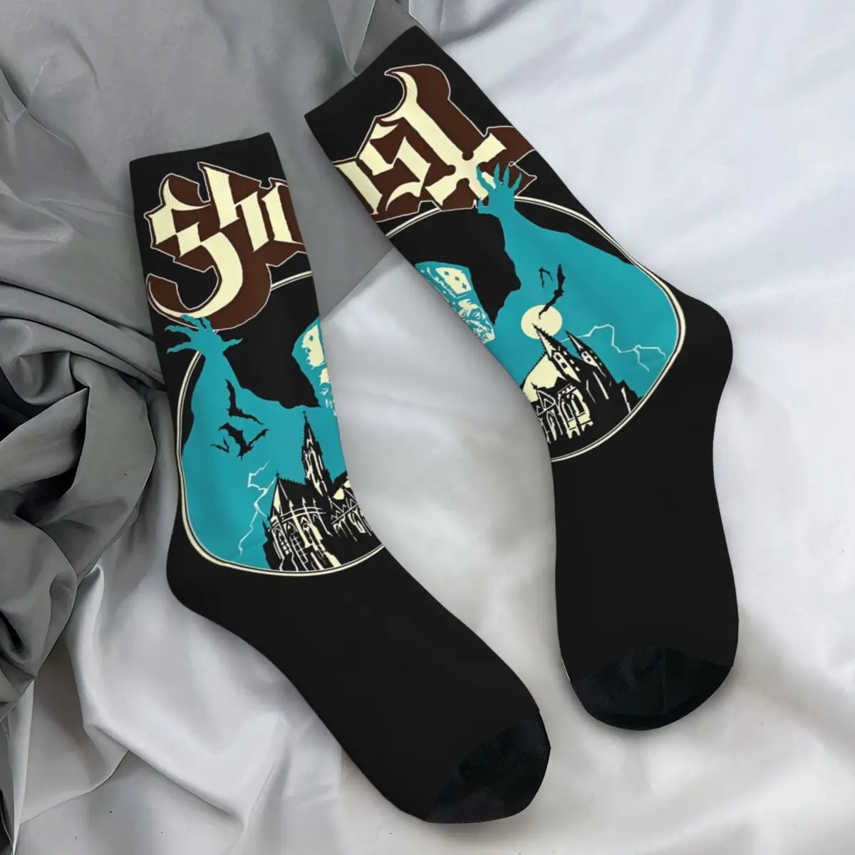

Ghost Rock Music Band Socks Skull Poster Funny Stockings Men's Quality Running Socks Spring Pattern Anti Slip Socks