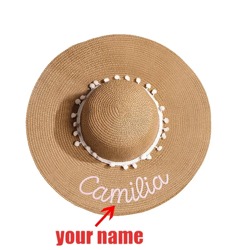 Personalized Custom Name Crochet Straw Beach Hat Set Customized Summer Bridesmaid Gift Hat for Bachelorette Party Beach Vacation