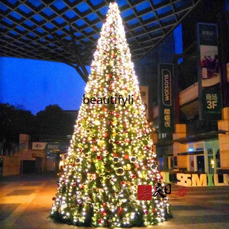 Large Christmas tree 6 meters shopping mall hotel reputation 4-8 meters, outdoor windproof steel frame Christmas tree decoration