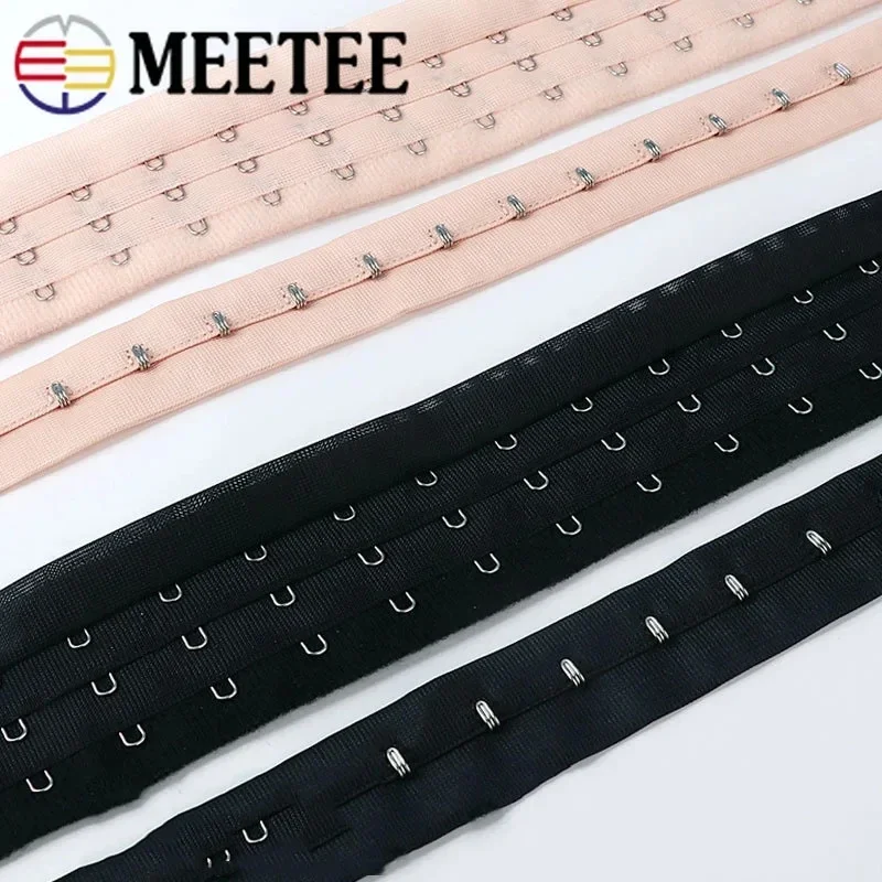 1Y Bra Extenders Underwear 2/3 Hook Eye Tape Back Buckle Clothing Adjustable Hooks Elastic Band Snap Button DIY Sewing Accessory