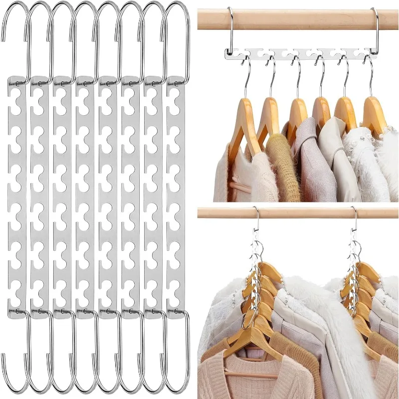 

Space Saving Hangers for Clothes 4 Pack, Heavy Duty Hanger Organizer ，30 Lbs Capacity , Metal Magic Hanger