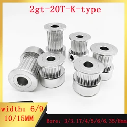 3D printer parts GT2 timing pulley 2GT 20 teeth K-shaped aluminum hole 3/3.17/4/5/6/6.35/8mm bandwidth 6/9/10mm