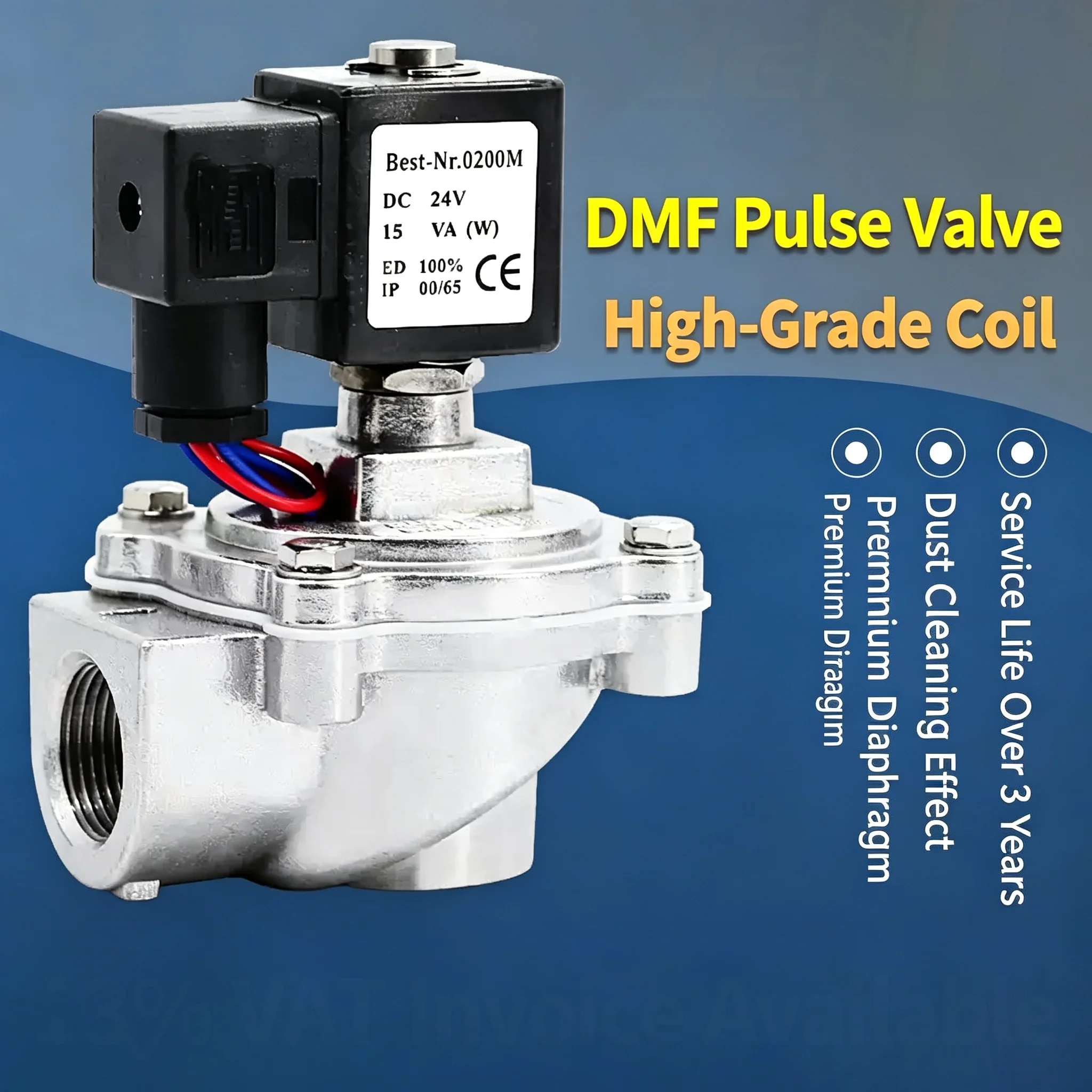 Right-Angle Bag Pneumatic Dust Collector DMF-Z-20S/25/40/50J DC24V Solenoid Valve Pulse Valve 1 Inch