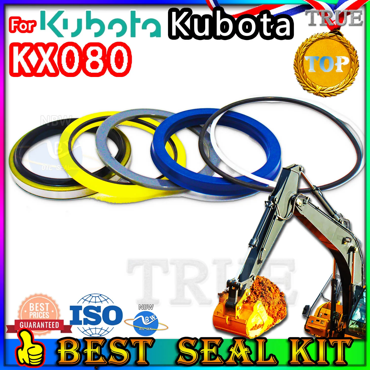 For Kubota KX080 Oil Seal Repair Kit Boom Arm Bucket Excavator Hydraulic Cylinder O-ring Pump Digger Clamshell Shovel Adjust