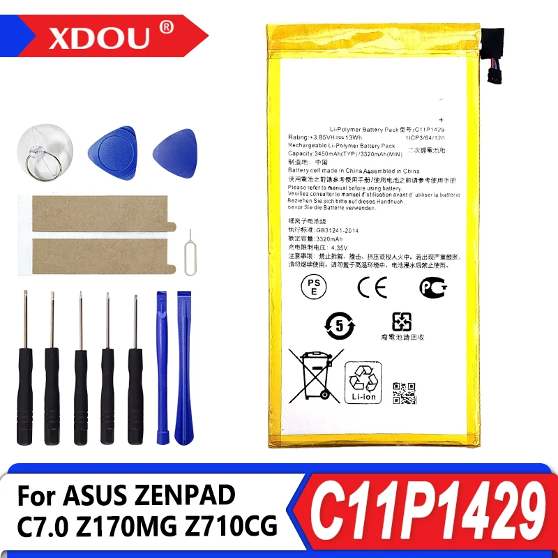 

Brand New Battery C11P1429 3450mAh For ASUS ZENPAD C 7.0 c7.0 Z170MG Z710CG Z710C P01Z P01Y Z170C Phone Battery+Tools