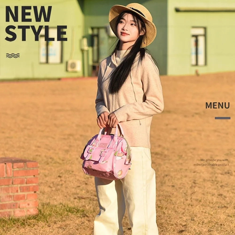 

Cartoon Print Mommy Backpack Large Capacity Multifunctional Travel Backpack Maternity Design Durable Material Mommy Shoulder Bag