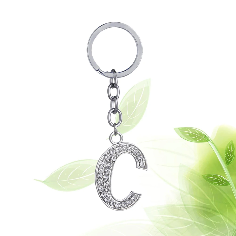 Metal Keychain Letter Pendant Rhinestone Car Keys Bag Charm Sturdy Material Stylish Gift Idea Key Ring Handbag Charms