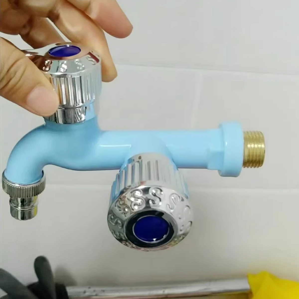 Kitchen Dual-Control ABS Faucet 1/2" Threaded Connection Water Saving Bathroom Shower Tap Washing Machine Dual-Use Splicer 1Pc