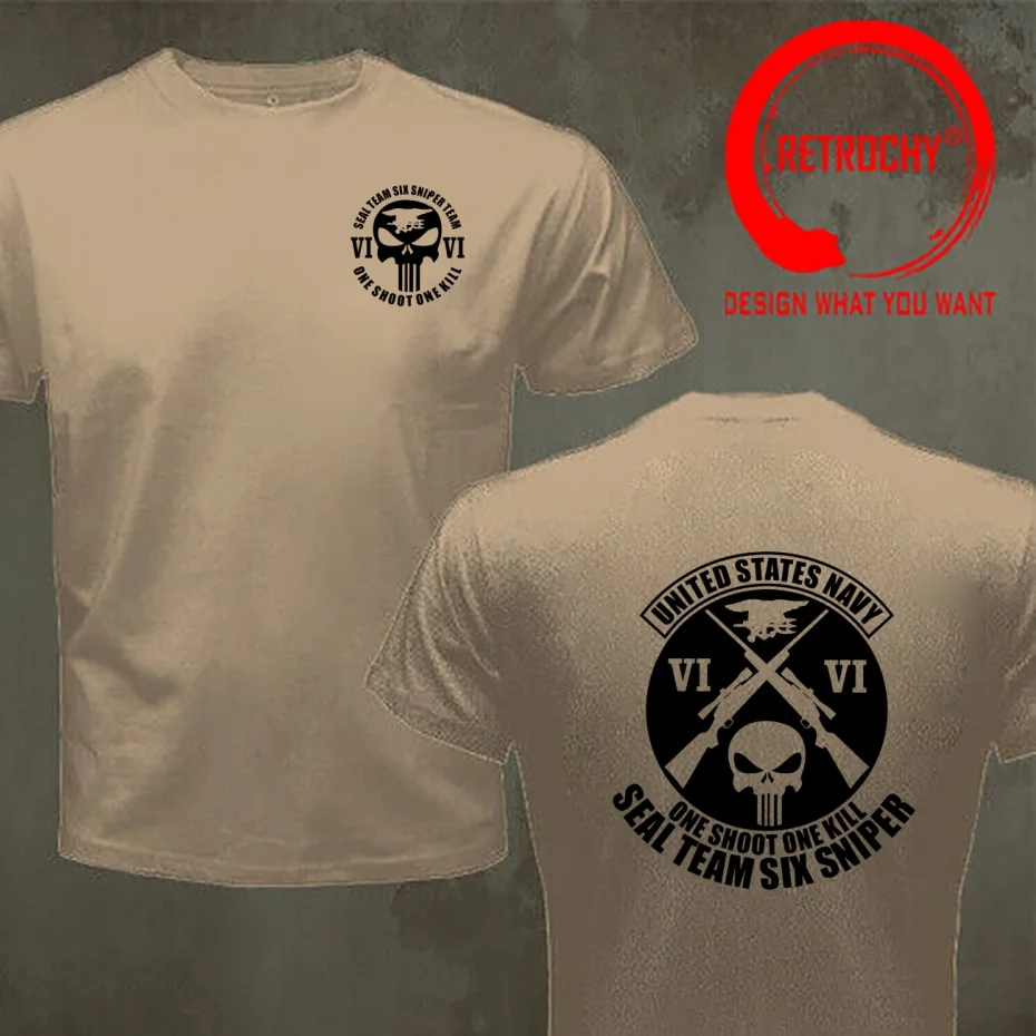 Funny Design Seal Team Six Sniper Team back  Shirt Men Fashion Trendy Casual Clothing Stylish Tops Tee Shirt Leisure Tshirt Men